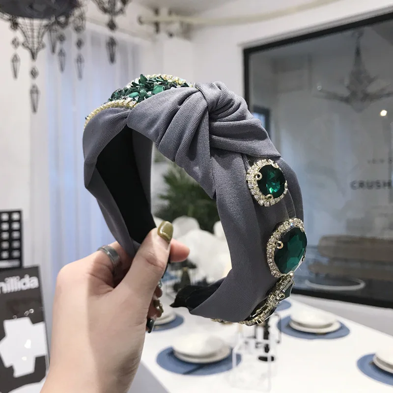 

High Quality Hairband Rhinestone Headband Wide Side Headwear Solid Top Shining Women's Fashion Hair Accessories Hair Jewery