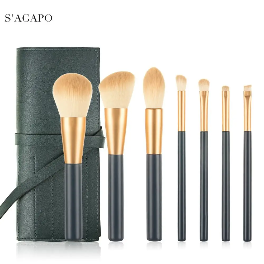 

S'AGAPO 7pcs Eye Shadow Makeup Brushes Set Blending Eyeliner Foundation Blush Concealer for Professional Eye Beauty Makeup tools