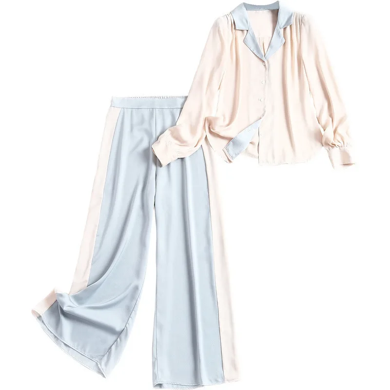 Женский офисный комплект из 2 предметов топ с отложным воротником и свободные