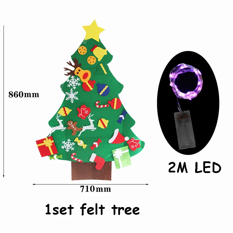 Светодиодный DIY Войлок Рождественская елка Navidad рождественские украшения для дома Natal дети подарок на год игра керст дерево украшения Декор