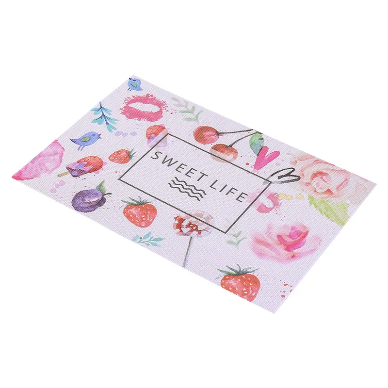 

Strawberry Printing Placemat Tableware PVC Heat Resistant Placemat Tropical Plant Table Mats for Kitchen Dining Table placemat