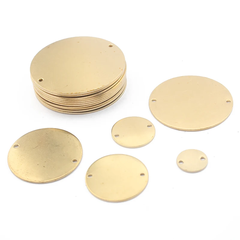 

1pack Raw Brass Round Stamping Blank Dog Tag Pendants Engraving Earrings Necklace Connector Charms DIY Jewelry Findings Making