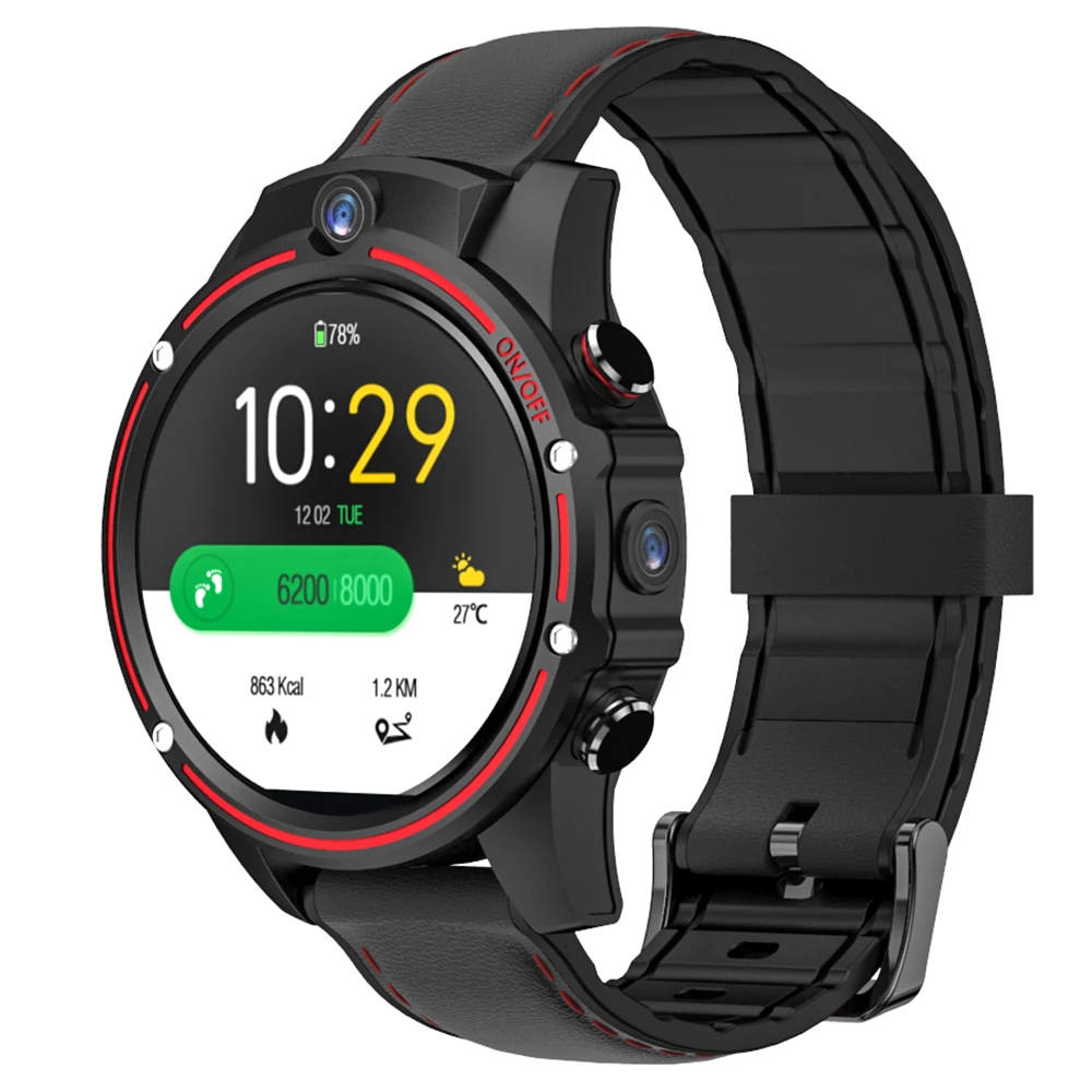 Red Оригинальные Смарт-часы Kospet Vision 4G 1,6 ''ips MTK6739 3 ГБ ОЗУ 32 Гб ПЗУ Android 7,1 часы телефон gps GLONASS 8MP+ 5MP 800mAh - Цвет: Red