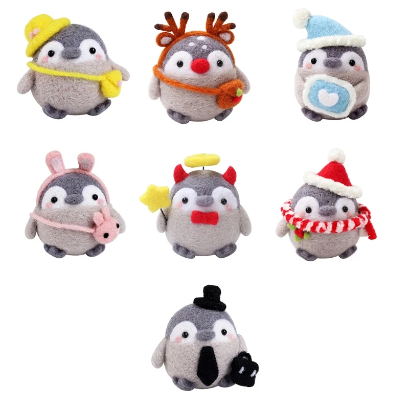 

Cute Animal Cartoon Wool Doll Felt Craft DIY Unfinished Poked Set Handcraft Kitting Package Needle Material Bag for Women Girls
