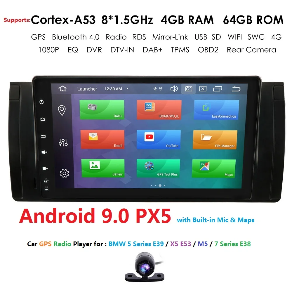 9 &quotAndroid 0 автомобильный без DVD радио мультимедиа для BMW E39 X5 M5 E53 DSP 4G WiFi BT GPS 4/8Core 2G +