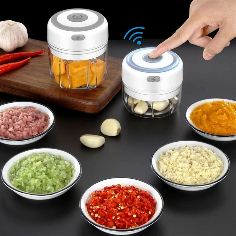 

100/250ml Mini USB Wireless Electric Garlic Masher Press Mincer Vegetable Chili Meat Grinder Food Chopper Kitchen Tools