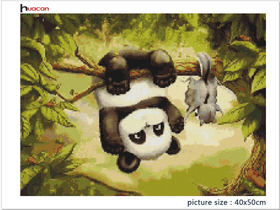 Huacan Diamond Embroidery Animal Full Square Picture Mosaic Rhinestone Home Decoration Diamond Painting Panda