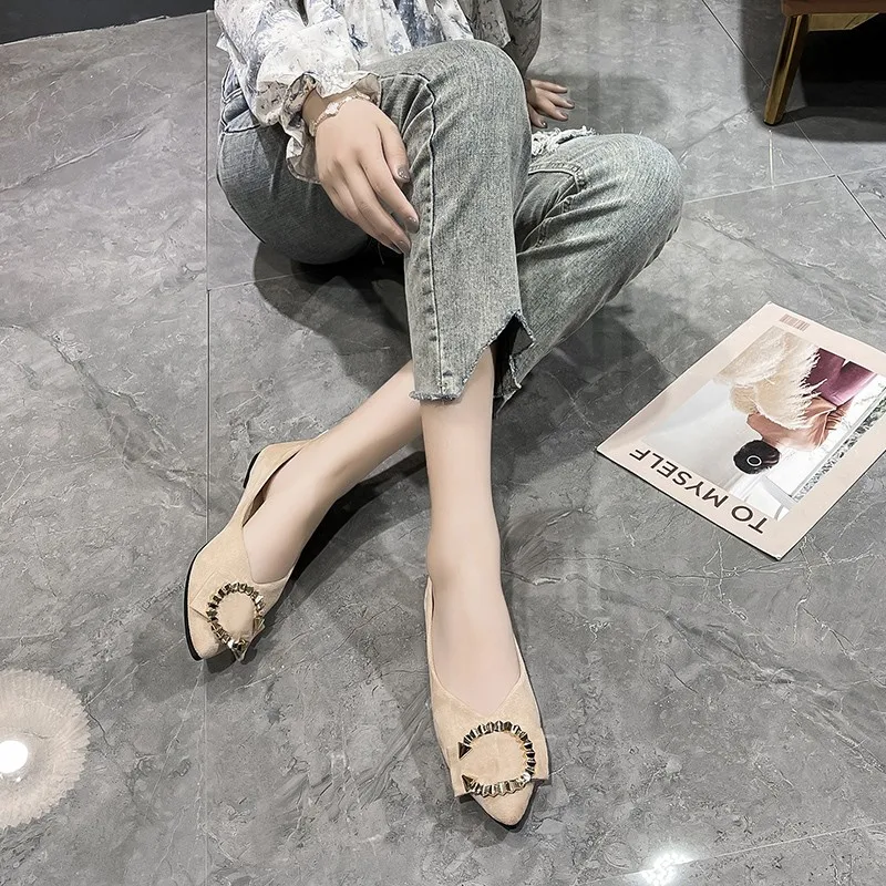 2021 Casual Woman Shoe Pointed Toe Shallow Mouth Female Footwear Knot All-Match Autumn Soft Flats Shoes