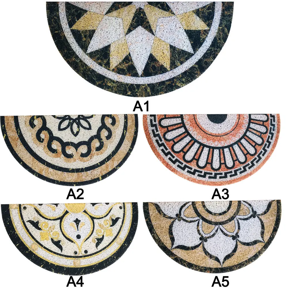 Мраморный узор полукруглый уличный коврик черный Впитывающий Коврик