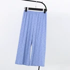 Хлопковые Свободные Штаны для сна JULY SONG, пижама с широкими штанинами, повседневные однотонные брюки до середины икры с эластичным поясом, летняя домашняя одежда для женщин