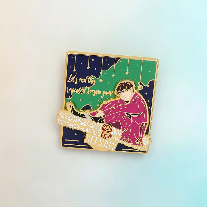 1 шт KPOP Bangtan Pin Seesaw Броши Let's End This Sepeated Seesaw игровые значки движущиеся комбинированные брошь, эмалированный штифт ювелирные изделия подарок