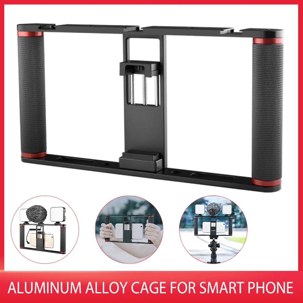 

YELANGU Smartphone Video Rig Aluminum Alloy Phone Video Stabilizer Grip Tripod Mount For Vlogging Live Broadcast