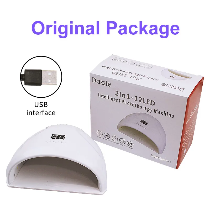 

36W MINI UV LED Lamp for Manicure Nail Lamps Nail Dryer for Curing UV Gel Varnish Nail Tools with 12 LEDS