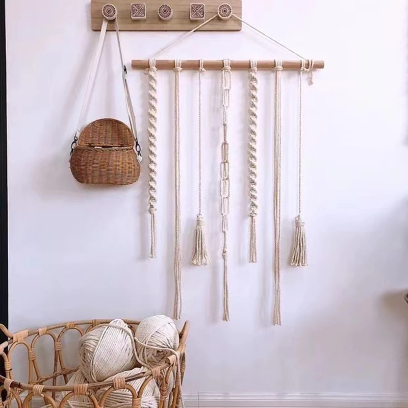 

Висячая фотография макраме настенный подвесной гобелен искусство картины Вешалка Органайзер Бохо богемное Искусство Декор