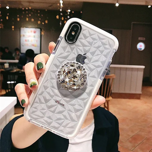 A7 Для samsung S8 S9 S10 Note10 9 меховой шар+ Кристалл 3D Кронштейн+ ремешок Алмазный чехол для iphone 11 Pro 6 7 8 Plus XS MAX XR чехол для телефона - Цвет: A7