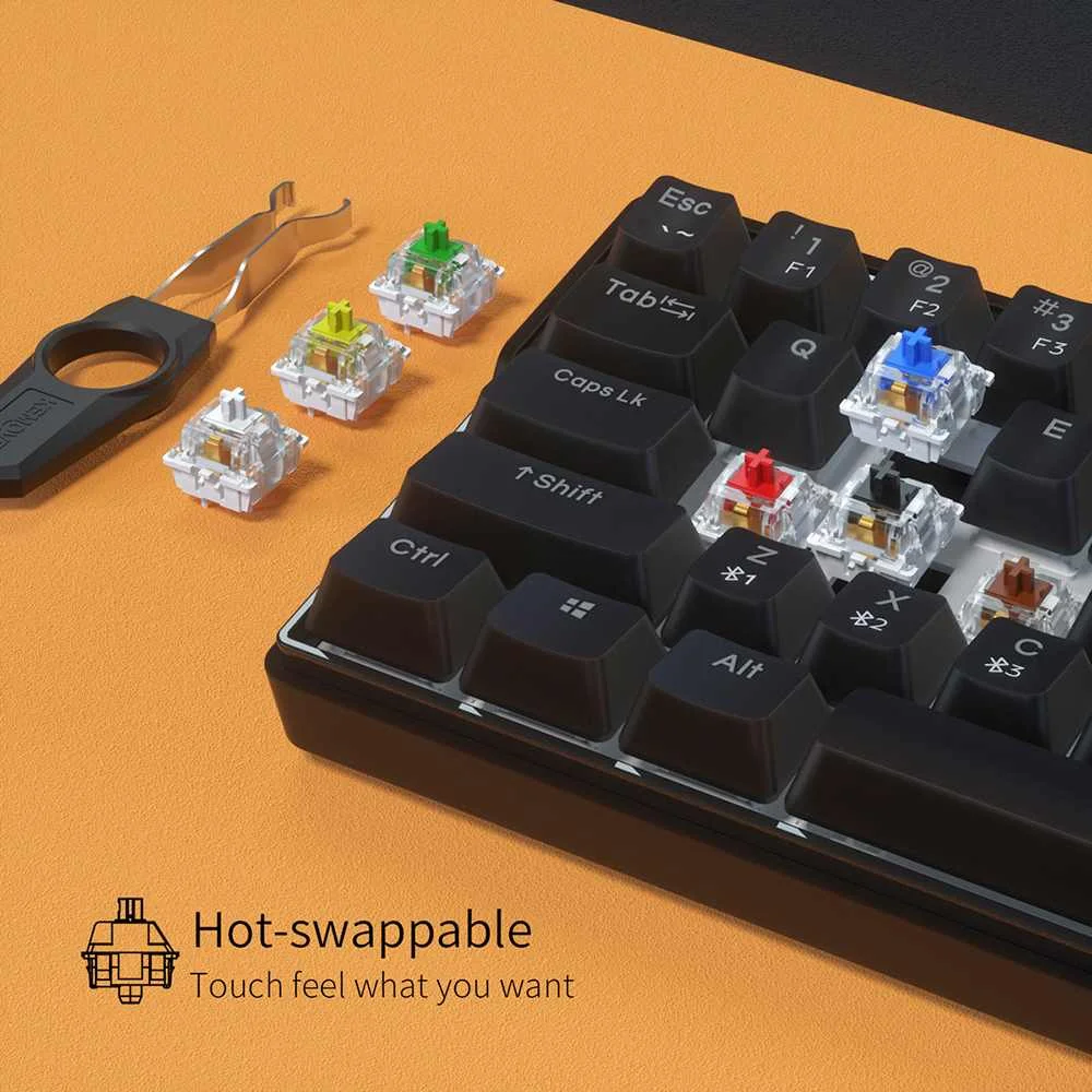 KEMOVE SnowFox 61 клавиша механическая клавиатура NKRO Bluetooth-совместимая клавиши PBT