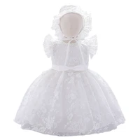 2pcs newborn baby girl dresses gift hat party wedding girl lace big bow dresses infant girl 1st birthday princess baptism dress
