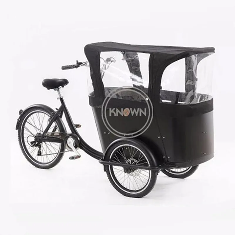 Педальный и электрический семейный грузовой велосипед трехколесный Прямая