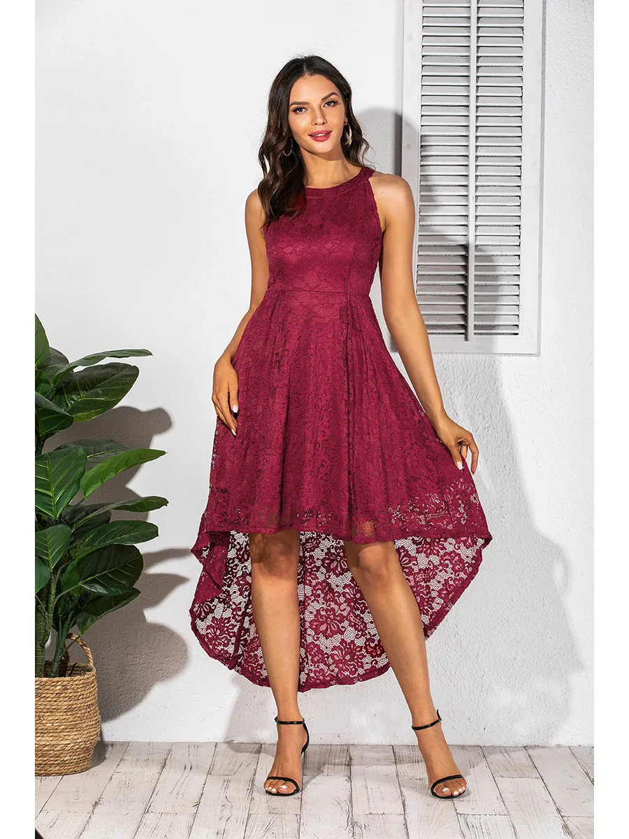 

Woman Dress Summer Fashion Newest Lace Sleeveless O-Neck