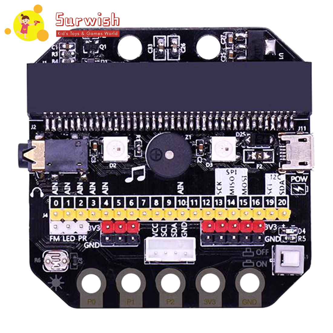 Основной: Плата расширения бит IO горизонтального типа Pinboard Microbit pyton макетная плата для Micro: Bit