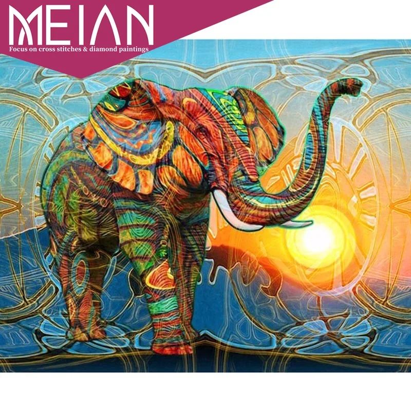 2020 Алмазная 5D картина Meian Elephant сделай сам алмазная живопись Красочный Слон
