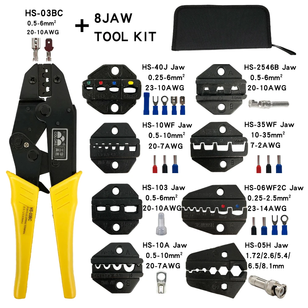 Обжимные клещи HS 03BC обжимной инструмент Кепки/коаксиальный кабель терминалы