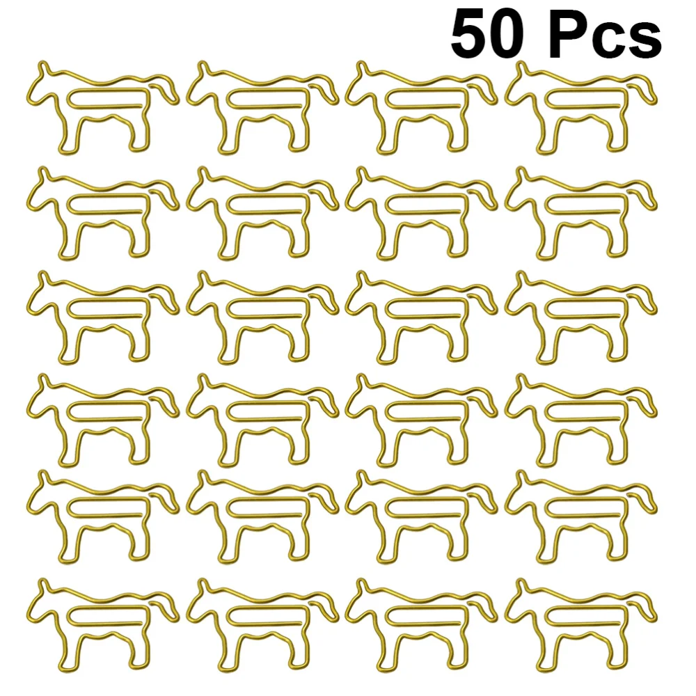 

30pcs Adorable Horse Shaped Paper Clips Creative Bookmarks Paper Clamp Needles for Home Office School (Golden Horse)