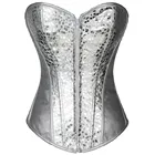 ЗолотистыеСеребристые Для женщин грациозная обувь с молнией в стиле стимпанк корсет утягивающий корсет Искусственная кожа Корректирующее белье сексуальное Бюстье Overbust Корсеты и бюстье Топ S-2XL