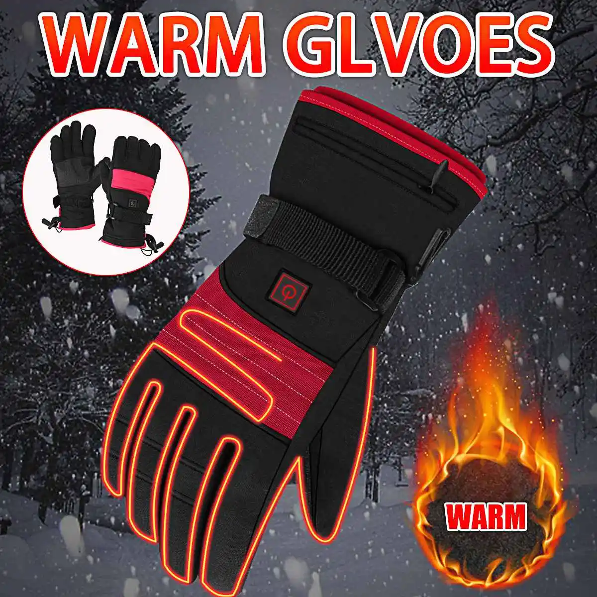 

Winter Gloves Electric Heated Gloves Waterproof Windproof Cycling Warm Heating Screen USB Powered Heated Gloves Christmas Gift