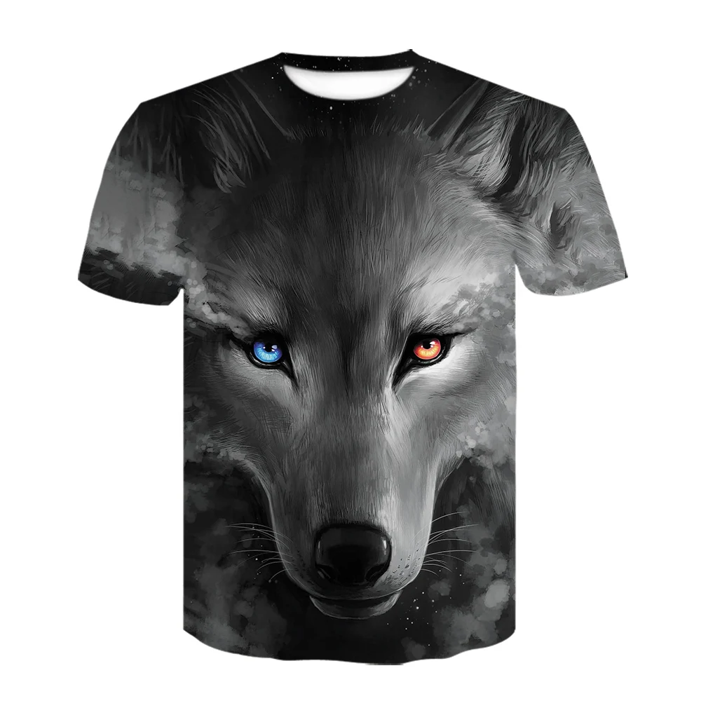 

Men's summer 3D printing wolf tiger lion animal series printed pattern short sleeve new popular style casual loose boy s-6xl