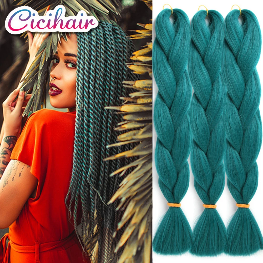 

Cicihair 24"100G 3Packs Jumbo Braids Pure Color Ombre Yaki Texture Hair Extensions Synthetic Braiding Hair For Crochet Braid