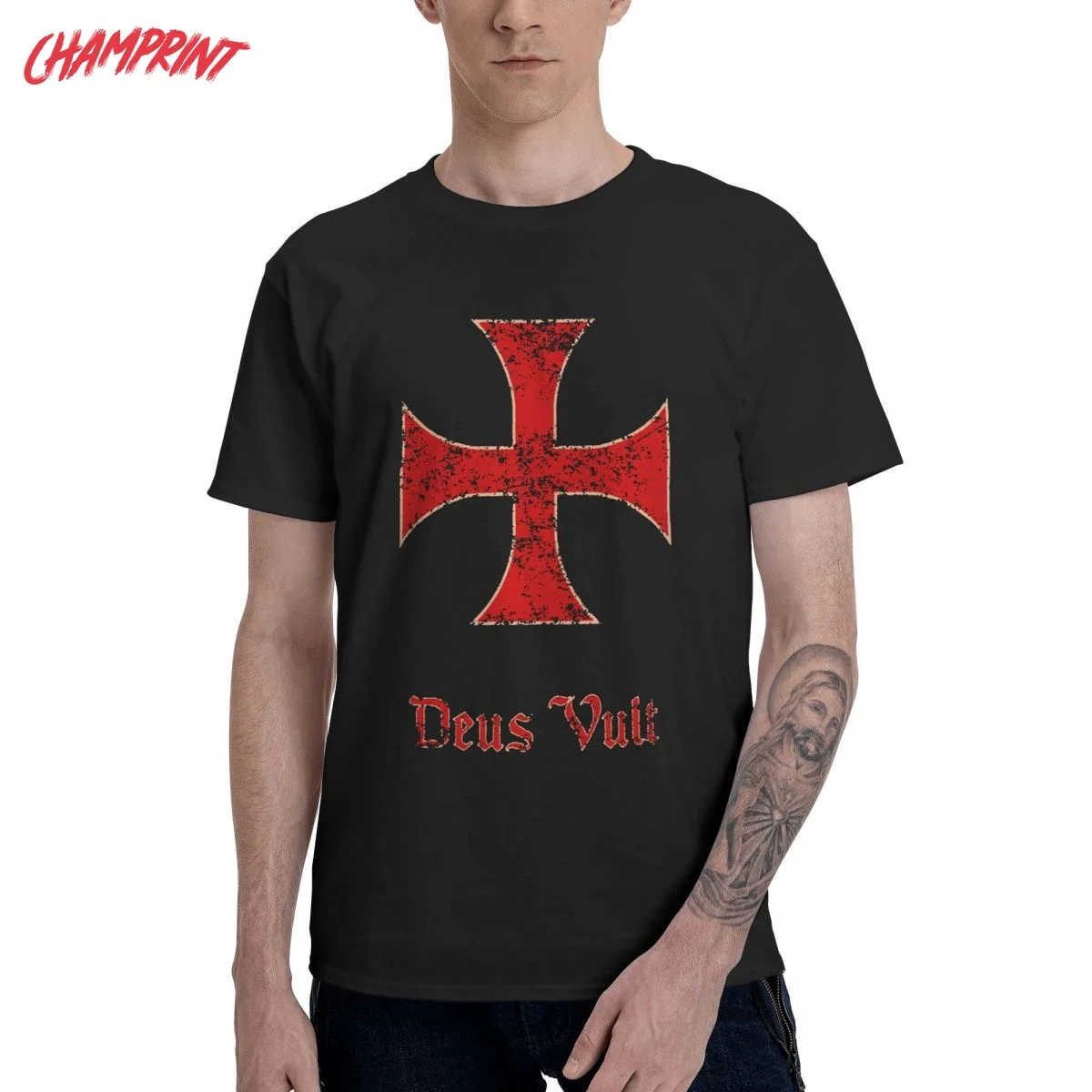 Мужские футболки Deus Vult Crusader Cross Рыцари Templar одежда из чистого хлопка футболка с
