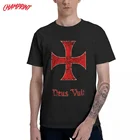 Мужские футболки Deus Vult Crusader Cross Рыцари Templar, одежда из чистого хлопка, футболка с коротким рукавом, футболки с графическим принтом