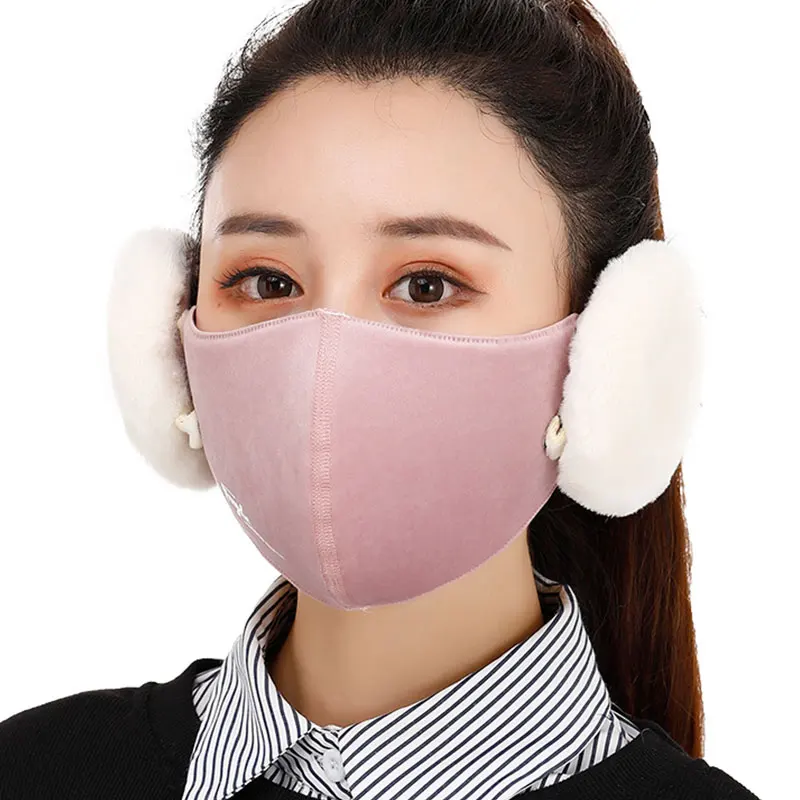 

Unisex Winter Women Earmuff Mouth Cover Outdoor Men Velvet Muffler Earmuffs Breathable Windproof Female Riding Removable Earlap