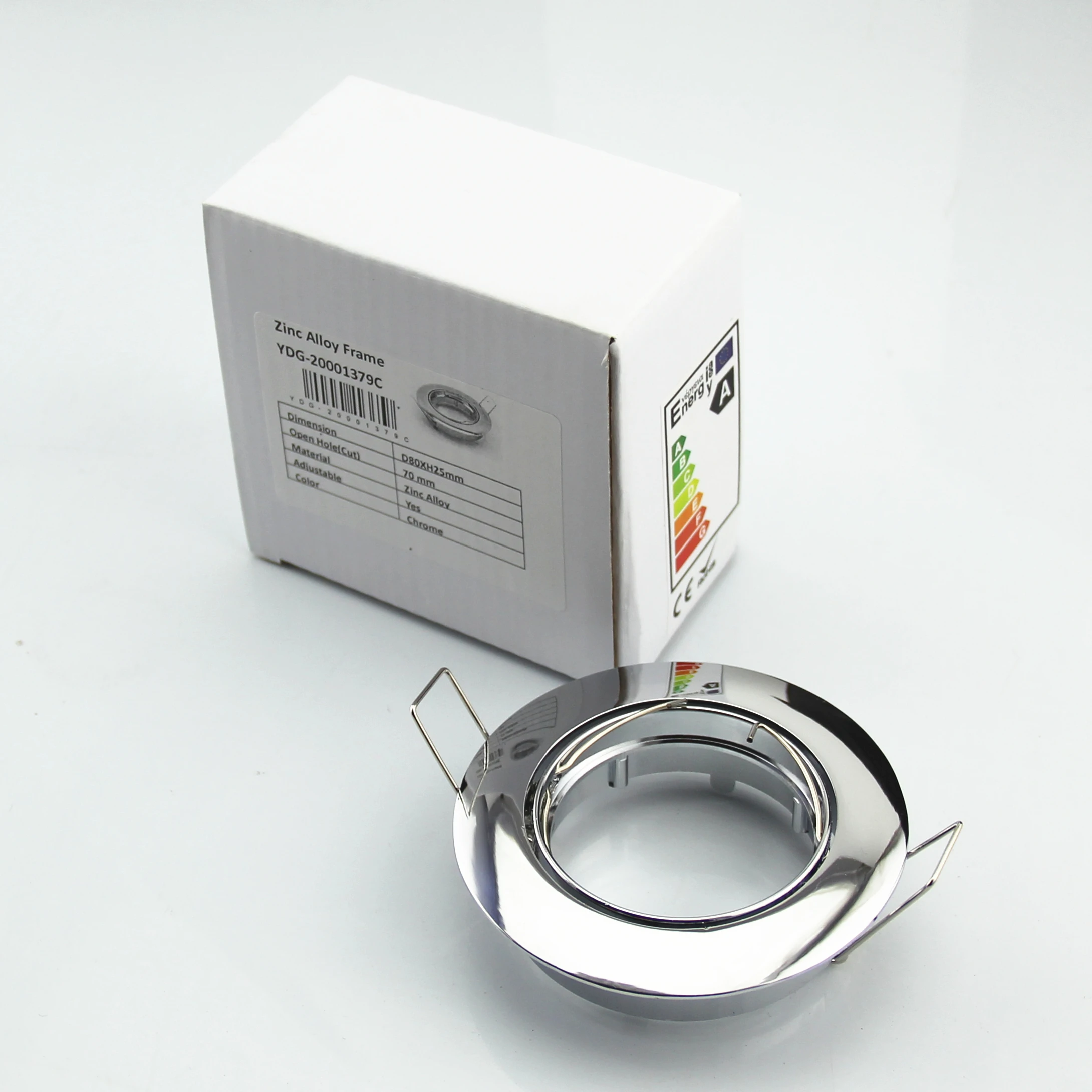 

Zinc Alloy Round Recessed LED Ceiling Light Bracket Adjustable Frame MR16 GU10 Bulb Fixture Downlight Holder Cutout 70mm