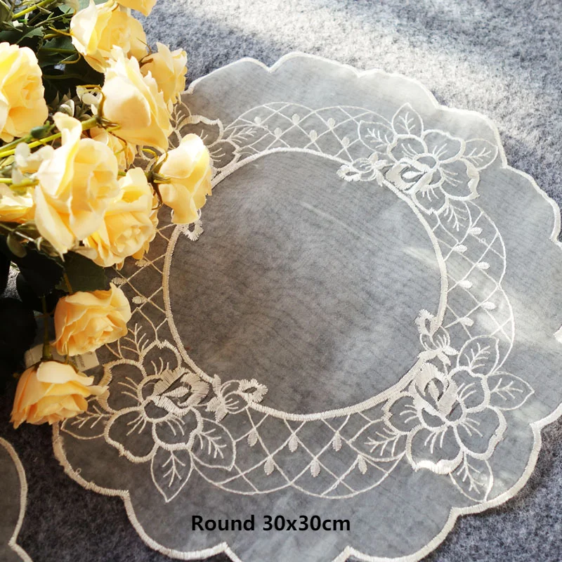 

Embroidered gauze transparent tablecloth, Western table mat, vase mat, coaster, high-end fashion art coffee mat
