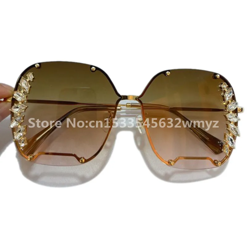 

Oversized Women Square Sunglasses Vintage Brand Rimless Gradient Sun Glasses With Box UV400 Oculos De Sol New Model