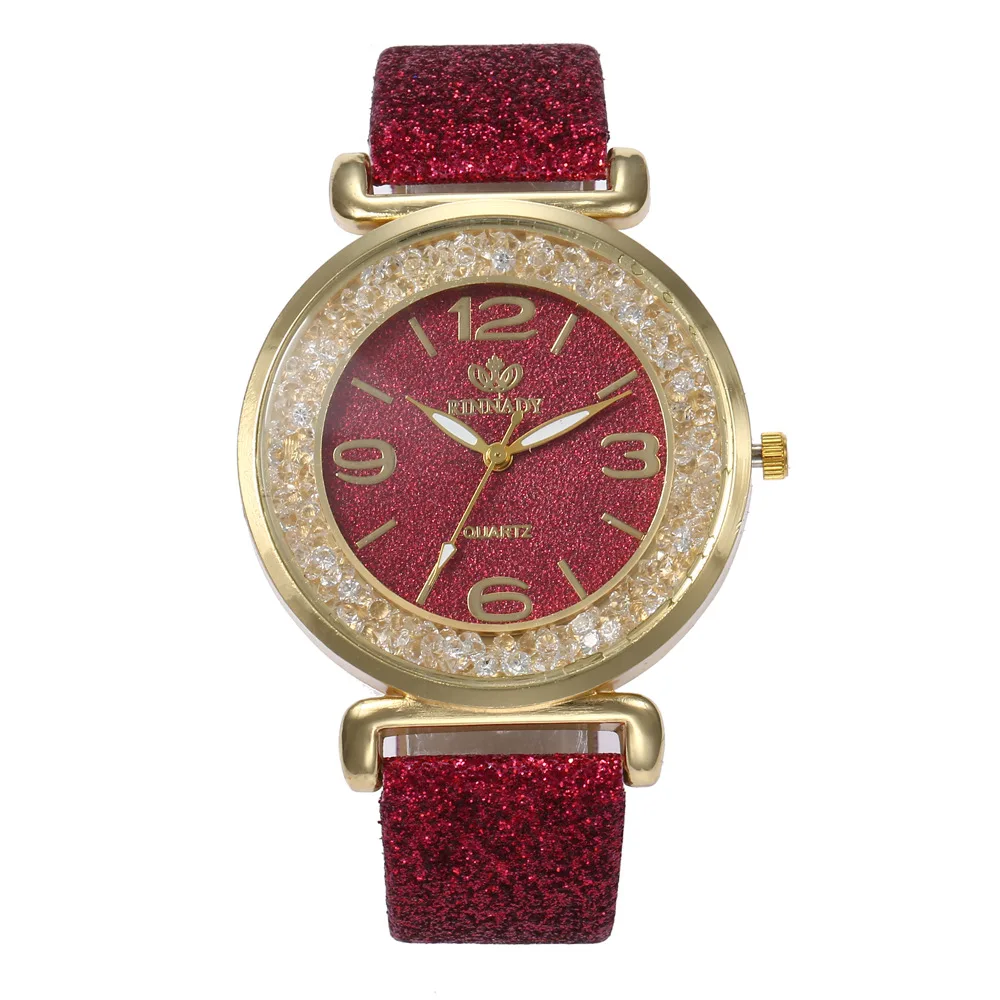 

Hot Sale Watch Women's Large Dial Quicksand Rhinestone Watch Luxury Bright Crystal Belt Fashion Watch