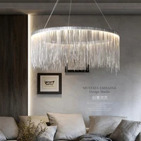 postmodern style living room chain led chandelier nordic creative bedroom dining room cloth store tassel chain light fixtures