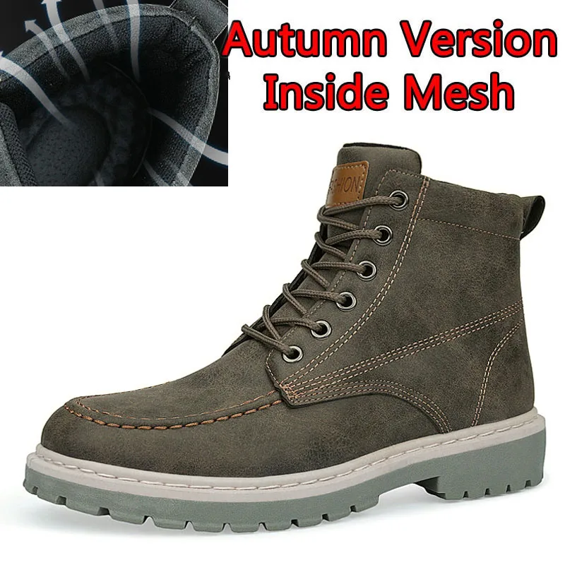 01 Autumn Khaki SURGUT/осенне-зимние мужские ботинки новые ботинки в винтажном стиле мужская обувь повседневные модные высокие ботильоны на шнуровке Zapatos De Hombre - Цвет: 01 Autumn Khaki