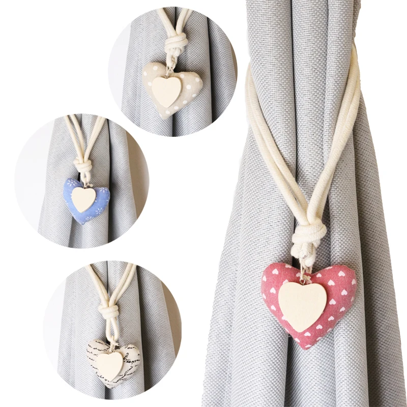 2 шт. магнитные занавески в форме сердца из натурального хлопка и льна | Дом сад