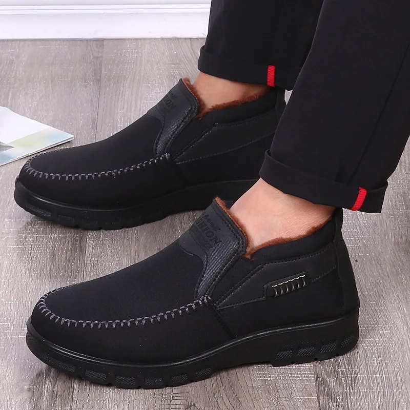 

2019 Men's Winter Fur Boots Fashion Cloth Shoes Male Casual Shoes Men Plush Ankle Boots Plus Warm Boots for Male Shoes