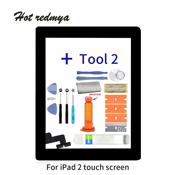 With Home BlackTool2 Pantalla 9," сенсорный экран дигитайзер Передняя сенсорная панель стекло для iPad 2 A1395 A1396 A1397 экран Стекло Запасная часть+ инструмент - Цвет: With Home BlackTool2