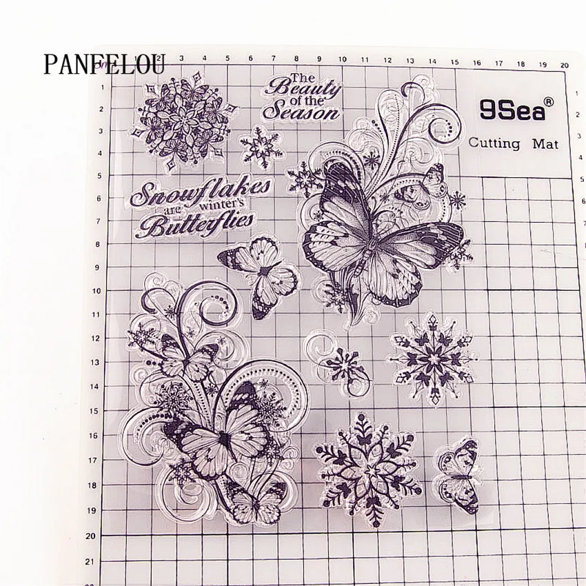 PANFELOU 15.5x20 Christma butterfly snow Transparent Clear Silicone Stamp/Seal DIY scrapbooking/photo album clear stamp sheets images - 6
