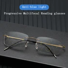 Ультралегкие титановые безободковые прогрессивные очки для чтения без оправы с эффектом памяти для мужчин и женщин мужские многофокальные очки для дальнозоркости с защитой от синих лучей 1,5 2,5