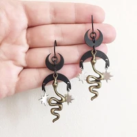 black snake with black moon dangle earringstrendy earrings unisex earrings