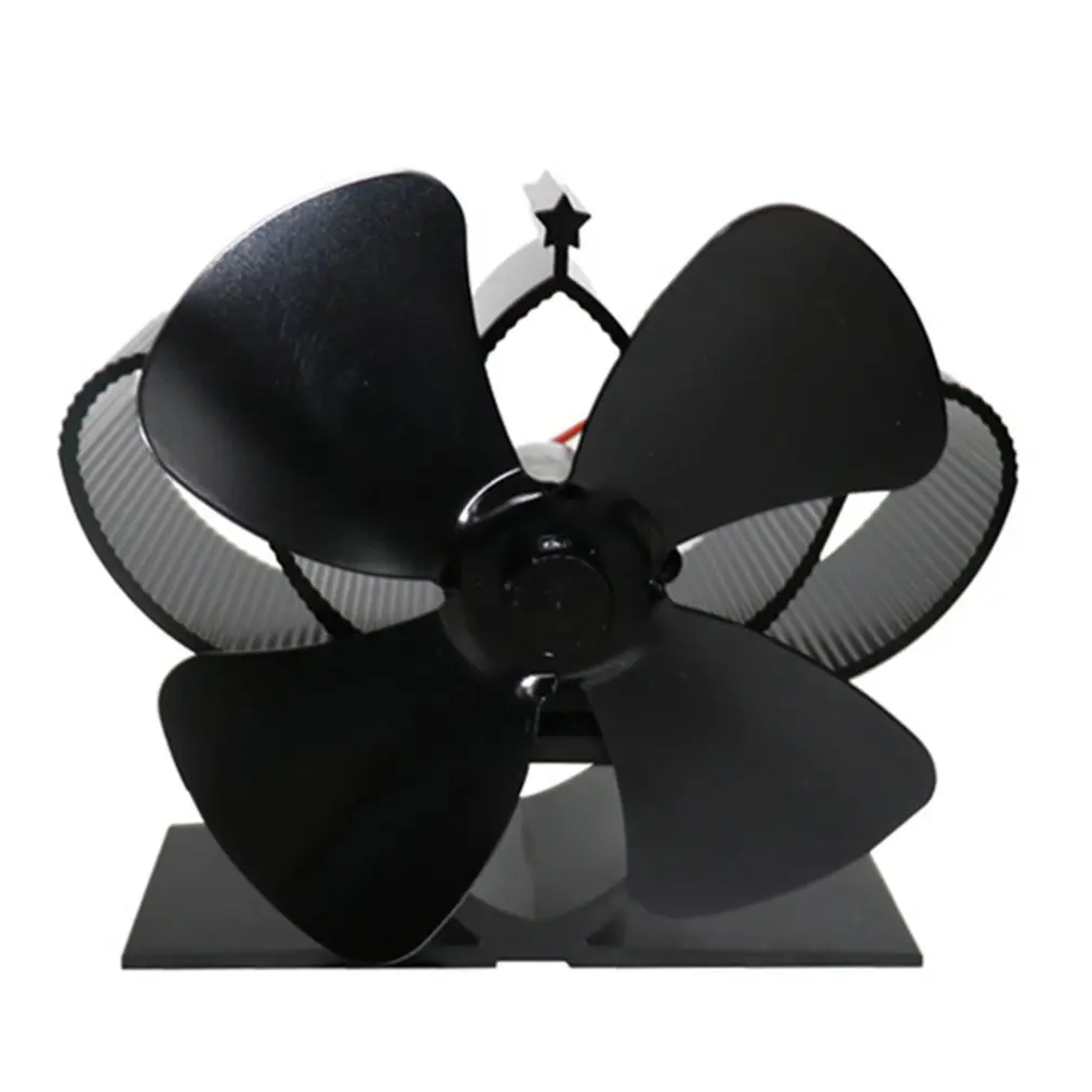 

Black Fireplace 4 Blade Thermal Heat Powered Pellet Stove Fan Oven Wood Burner Eco Fan Tools for Decorative Accessories Portal