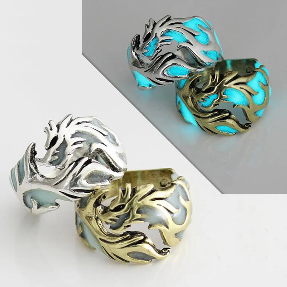 Новинка 2019 светящееся кольцо с драконом унисекс Ночной светильник в темноте