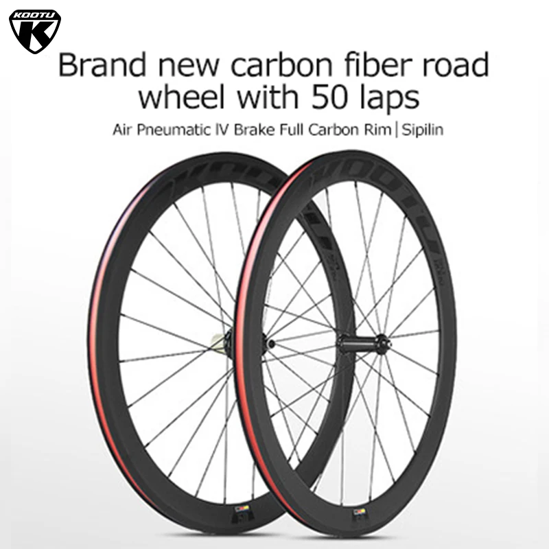 

KOOTU Rims Road Bike Carbon Rims 700c Light Weight Carbon Road Bike Wheels Wheelset Carbon 50MM Depth Aero Rims with Accessories