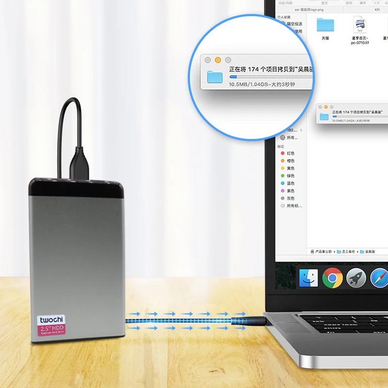 TWOCHI Металл Портативный HDD жесткий диск внешний 2 ТБ хранения внешнего жесткого